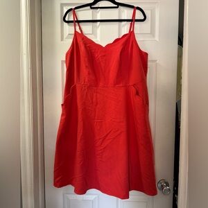 Market & Spruce Vibrant Red Dress with Pockets and Scallop Edges - Size 18W